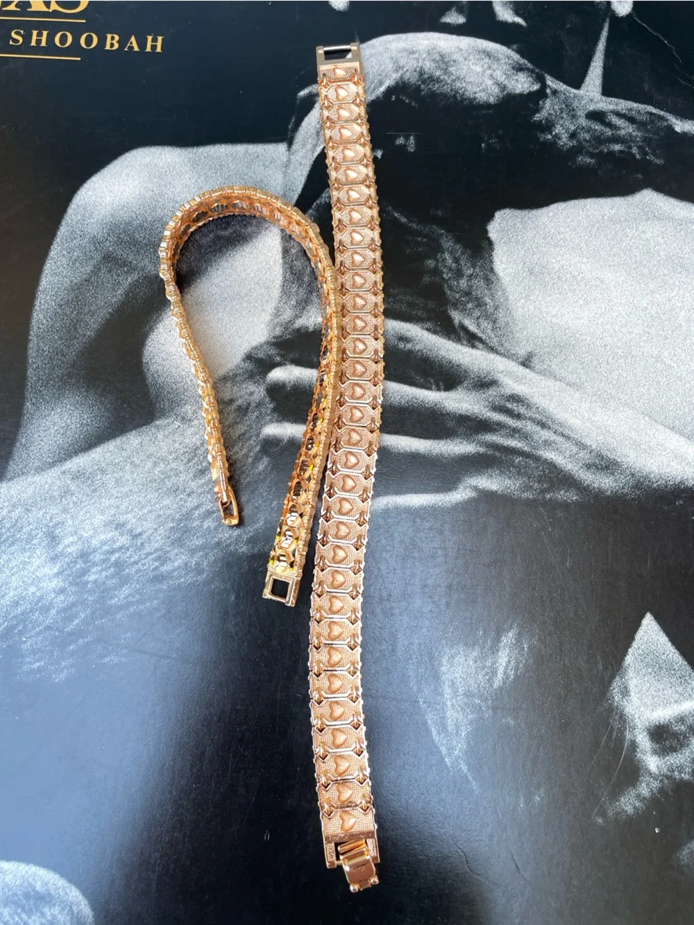 Elegant Gold-Tone Textured Link Bracelet for Women Man